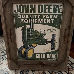 John Deere Green and Yellow Tractor Sign